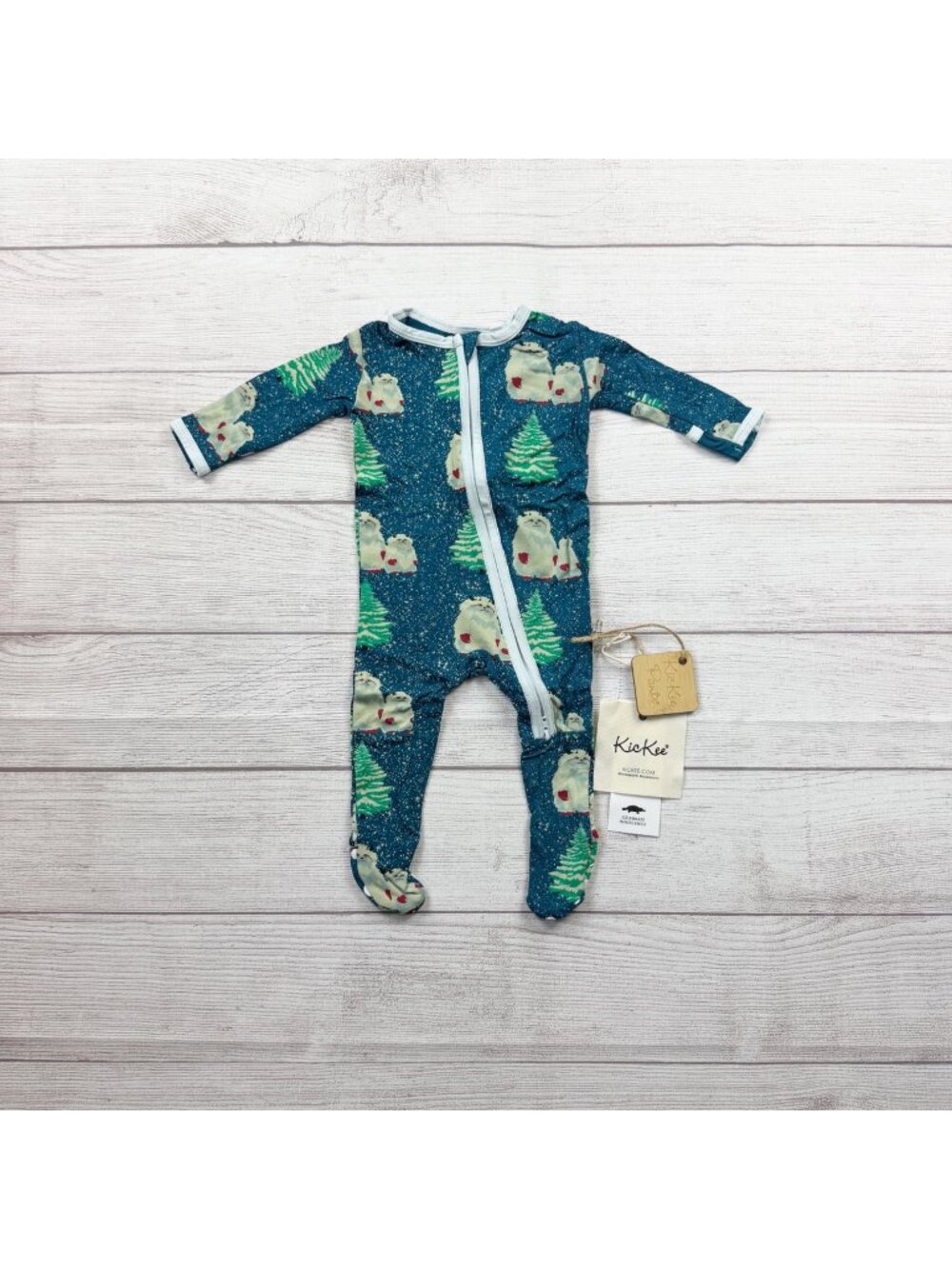 Kickee Pants Baby Footie Pajamas Winter Yeti Christmas Bamboo NWT 0-3 Months